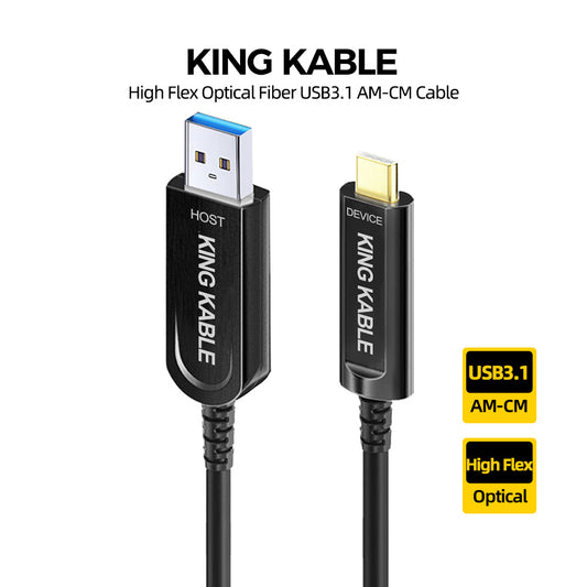 KING KABLE High Flex Optical Fiber USB3.1 Type A to C Towline Cable 10Gbps USB3.0 Not Backward Comaptible with USB2.0 USB1.1 Version USB045