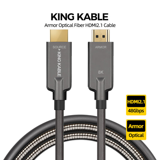 KING KABLE Armor Optical Fiber HDMI2.1 Cable 48Gbps 10K 8K60 4K120 eARC G-SYNC For Sony PS5 Lg Samsung Vizio TV PC Host Monitor 50M 70M 100M HD006