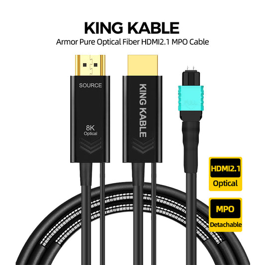 KING KABLE Armor Pure Optical Fiber HDMI2.1 Cable MPO Detachable 48Gbps 10K 8K60 4K120 For Medical System Security Monitor LED Splicing Screen SONY PS5 TV 100M 200M 300M  HD012