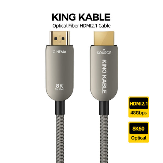 KING KABLE Certified Optical Fiber HDMI2.1 Cable 48Gbps 10K 8K60 4K120 eARC HDR VRR G-SYNC 50M 100M HD014