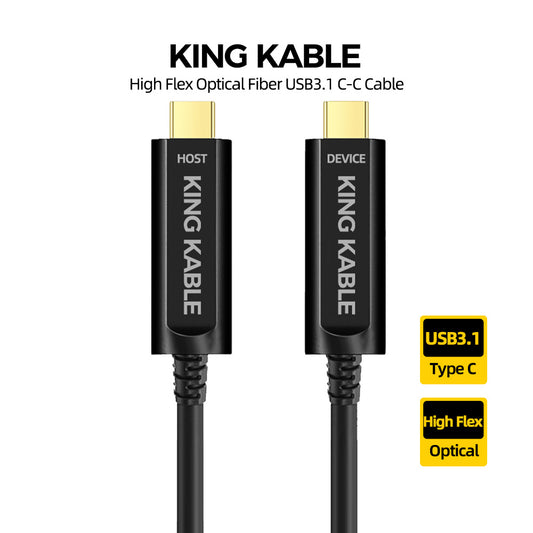 KING KABLE High Flex Optical Fiber USB3.1 Gen2 Type C Towline Cable 10Gbps USB3.0 Backward Comaptible with USB2.0 USB1.1 Version USB054