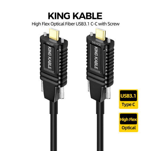 KING KABLE High Flex Optical Fiber USB3.1 Gen2 Type C Towline Cable with Screw 10Gbps USB3.0 Backward Comaptible with USB2.0 USB1.1 Version USB056