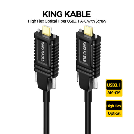 KING KABLE High Flex Optical Fiber USB3.1 Type C Towline Cable with Screw 10Gbps USB3.0 Not Backward Comaptible with USB2.0 USB1.1 Version USB057