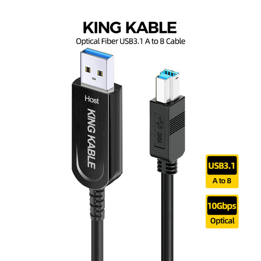 KING KABLE Optical Fiber USB3.1 Gen2 Type A to B Cable 10Gbps Backward Comaptible with USB3.0 USB2.0 USB1.1 Version USB025