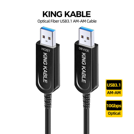 KING KABLE Optical Fiber USB3.1 Gen2 TypeA Male to Male Cable Backward Comaptible with USB3.0 USB2.0 USB1.1 Version USB023