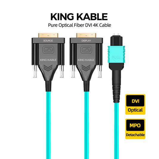 KING KABLE Pure Optical Fiber DVI Cable MPO Detachable 10.2Gbps 4K 2K 1080P 60Hz 10M 30M 50M 100M DVI002