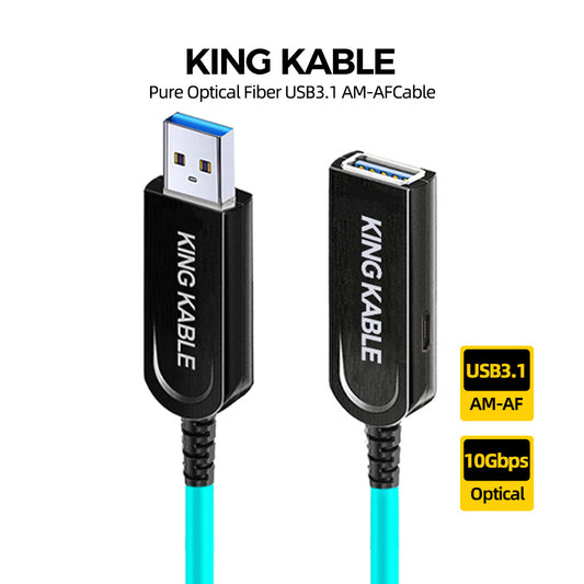 KING KABLE Pure Optical Fiber USB3.1 TypeA Male to Female Cable 10Gbps USB3.0 with External USB Power Supply Not Backward Compatible with USB2.0 1.1 USB067