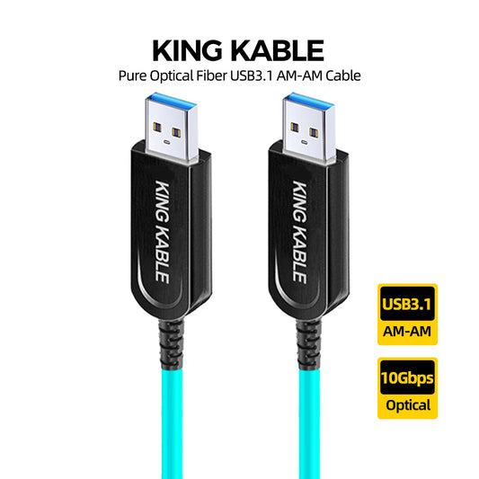 KING KABLE Pure Optical Fiber USB3.1 TypeA Male to Male Cable 10Gbps USB3.0 Not Backward Compatible with USB2.0 1.1 USB046