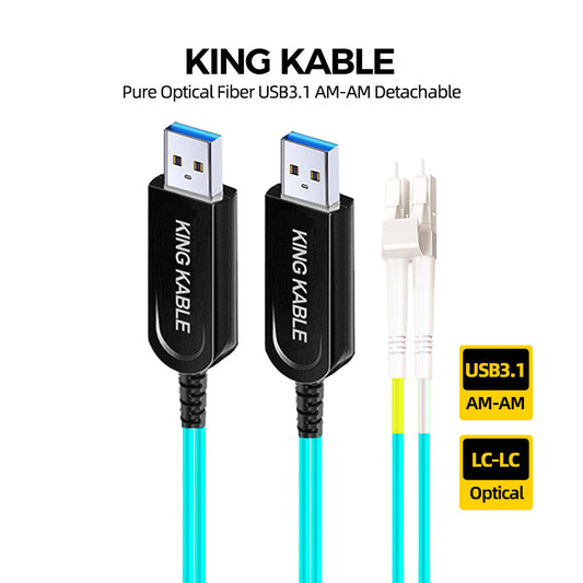 KING KABLE Pure Optical Fiber USB3.1 TypeA Male to Male LC Detachable Cable 10Gbps USB3.0 Not Backward Compatible with USB2.0 1.1 USB068