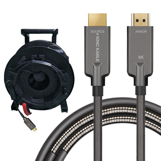 KING KABLE Waterproof Optical Fiber HDMI2.1 Cable 48Gbps 10K 8K60 4K120 eARC G-SYNC 50M 100M HD018