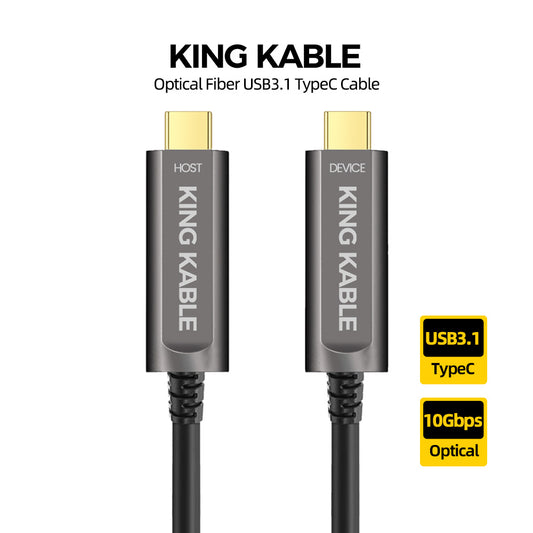 KING KABLE Optical Fiber USB3.1 Gen2 TypeC Cable 10Gbps Backward Comaptible with USB3.0 USB2.0 USB1.1 Version USB037